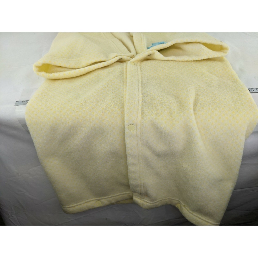 Carters Child of Mine Yellow Bunting Baby Blanket Snaps 33x33 Inch Blue Bear - Picture 3 of 5